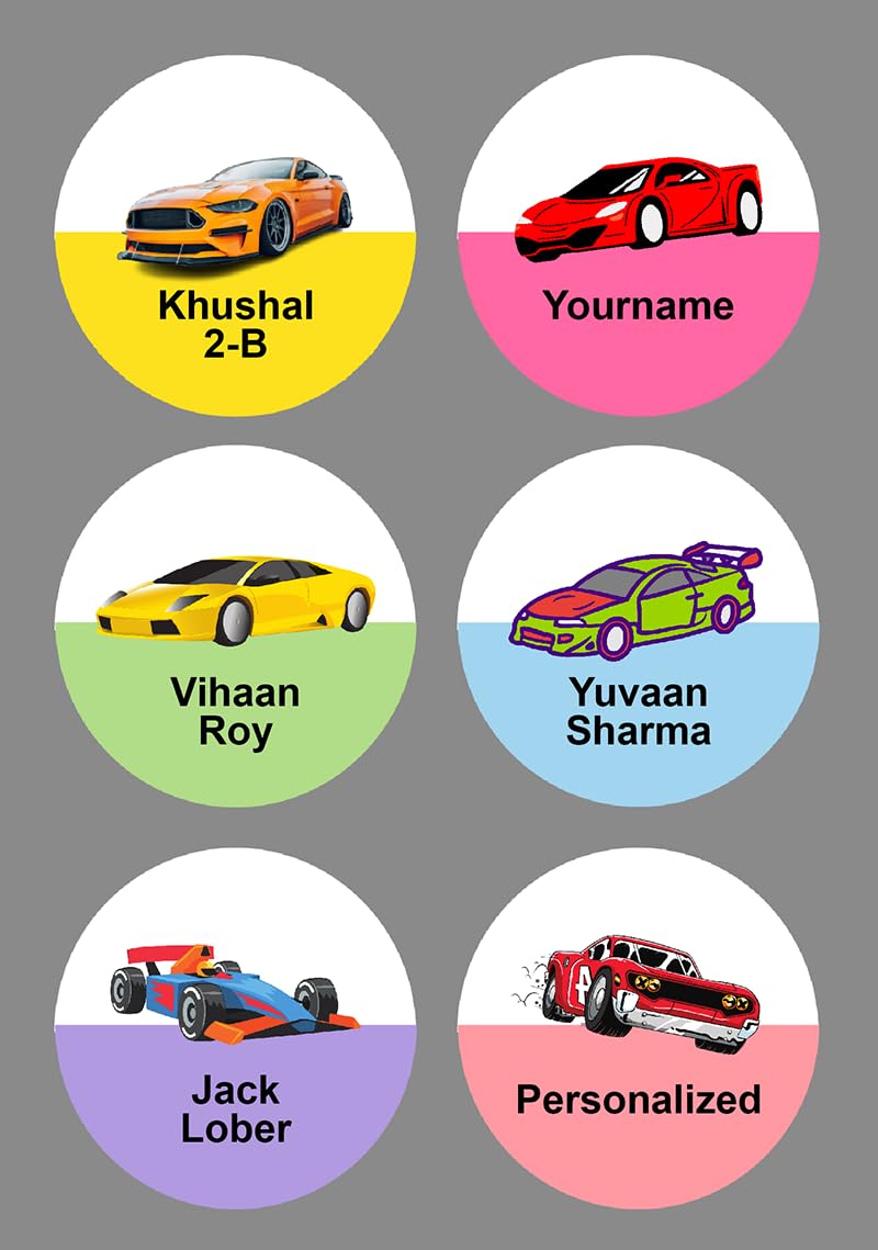 Yellow Nuts Personalized Custom Name Tags Labels Stickers 40 Pcs Cartoon Kids Girls Boys Theme Waterproof Sticker