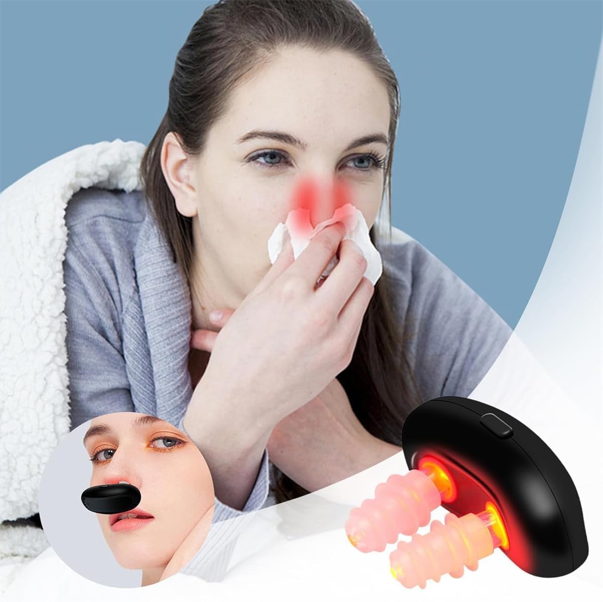 No More Colds Red Light Therapy for Nose, Respirelief Red Light Nasal Therapy Instrument, Red Light Therapy for Nose, No More Colds Red Light Nose (2 Pcs)