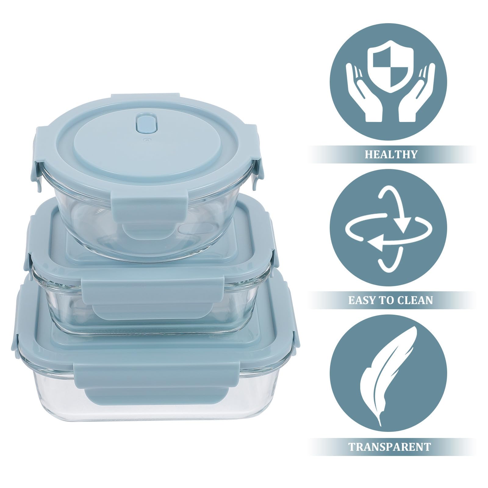 SHOWERORO Lunch Bento Box in Vetro 3 Pezzi per Conservazione Pratica | Scatola Pranzo, Schiscette, Contenitori per Merenda Scuola, Contenitori Coperchio per Alimenti, Porta Pranzo da Ufficio