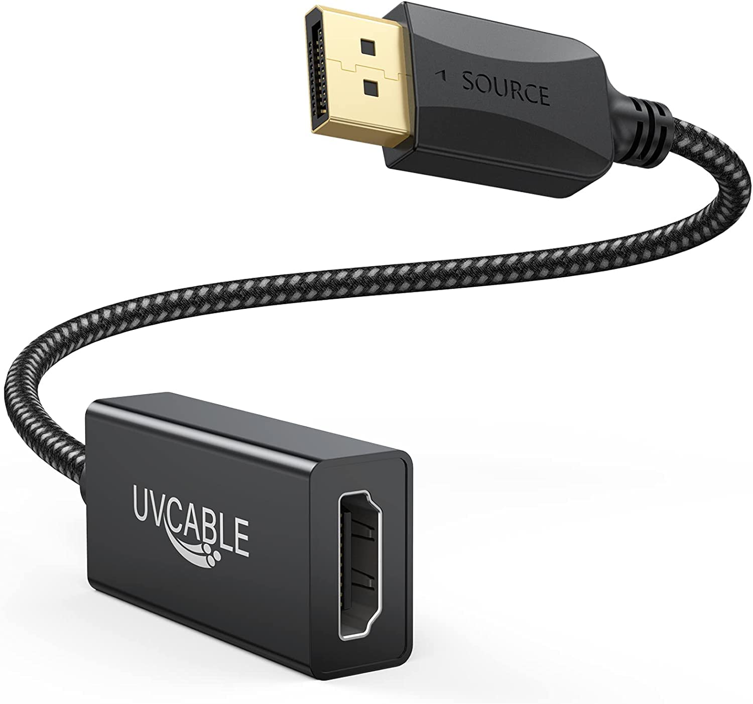 Lot de 20 adaptateurs DisplayPort vers HDMI, DisplayPort DP vers HDMI mâle vers femelle compatible avec ordinateur, moniteur, TV, projecteur (20, noir)