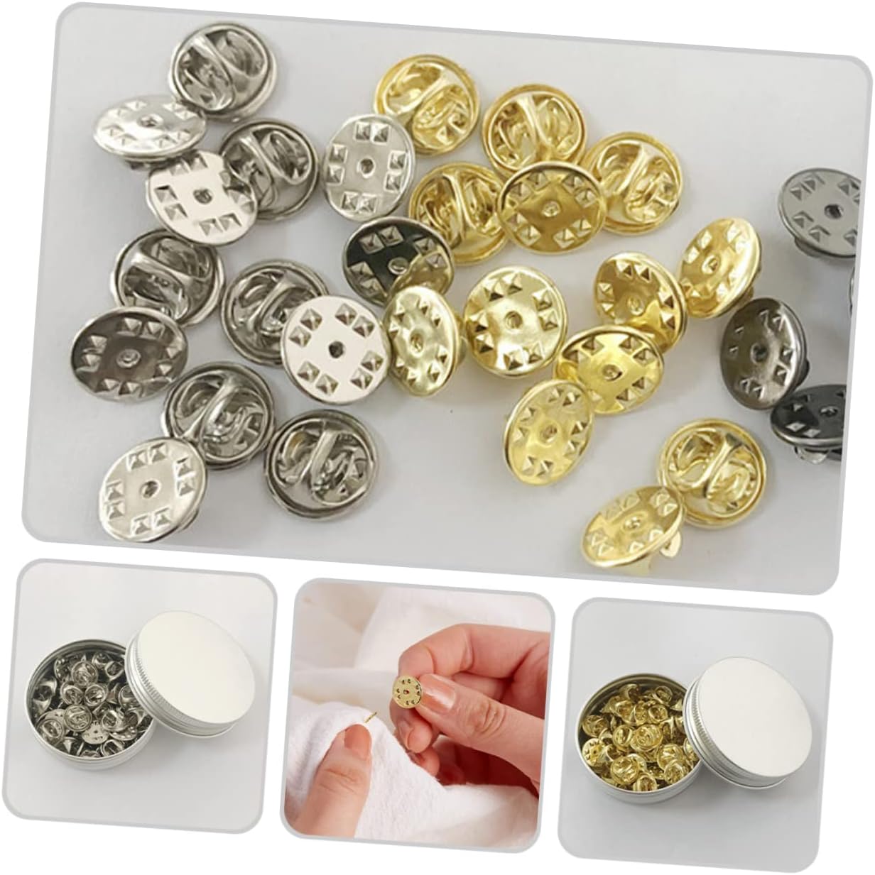 STOBOK Compact Pin Backs Locking Clasp for Crafts Brooches Enamel Lapel and Badge Making Self-Locking Backs Compatibility
