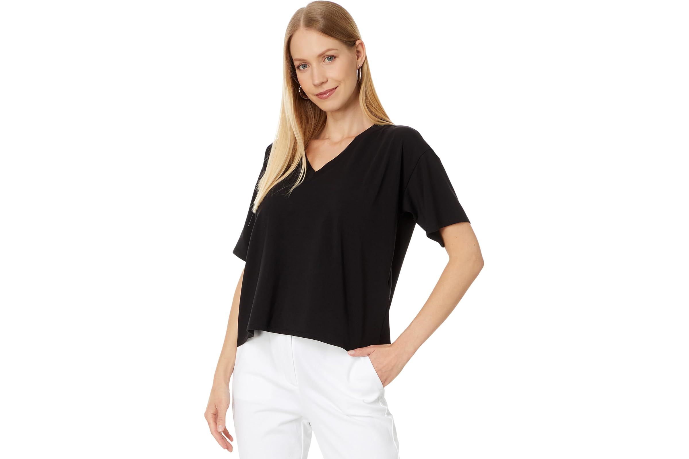 Eileen Fisher V Neck Boxy Short Sleeve Tee