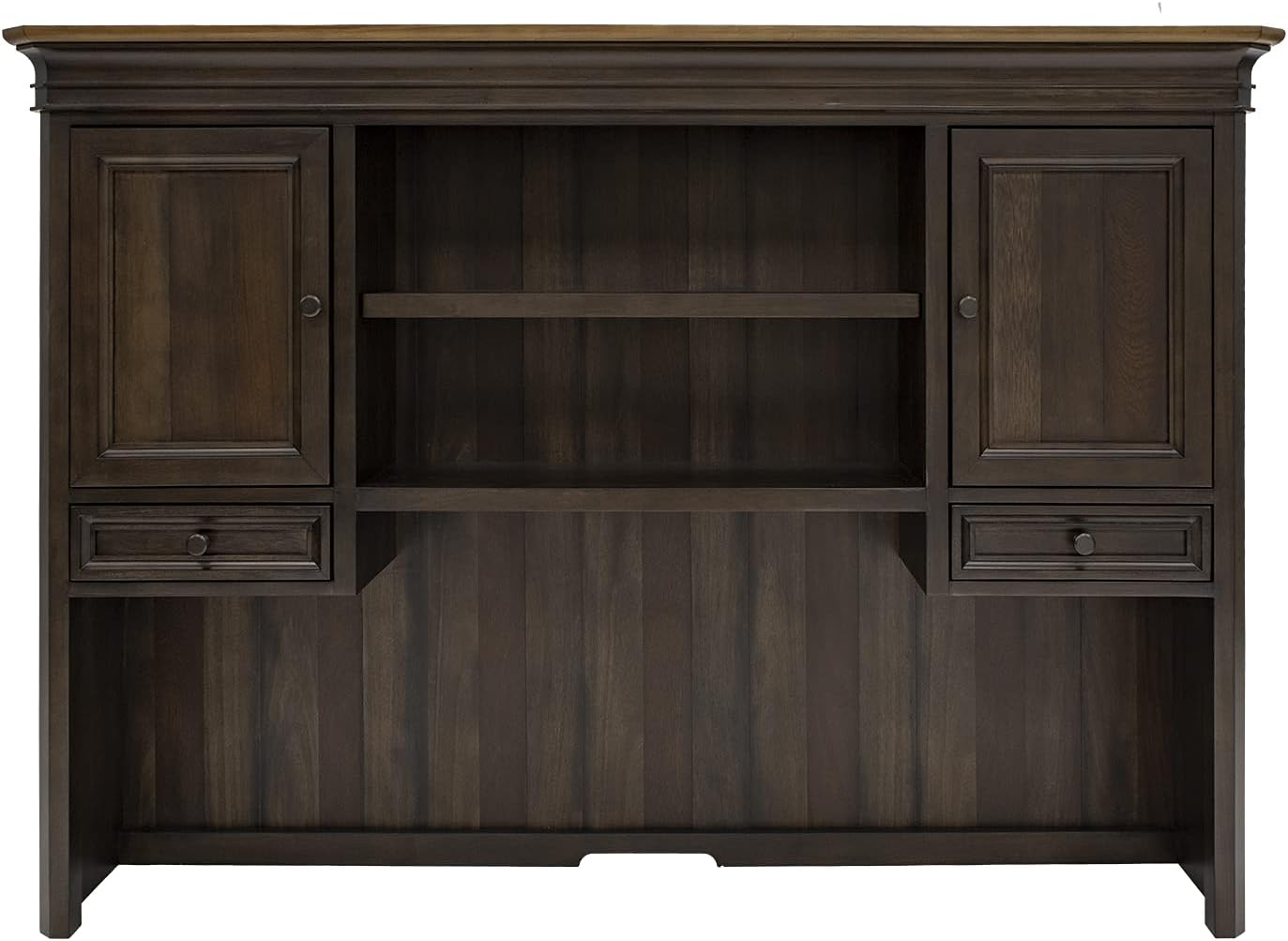 Martin Furniture Executive Hutch with Wood Doors Two Drawers Fully Assembled Brown