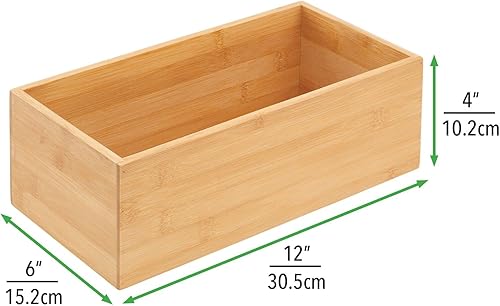 Miniatura 3 de mDesign Caja organizadora de madera de bambú para cocina, despensa y cajón soporte para aperitivos, cajas de jugo, utensilios, té, café, colección