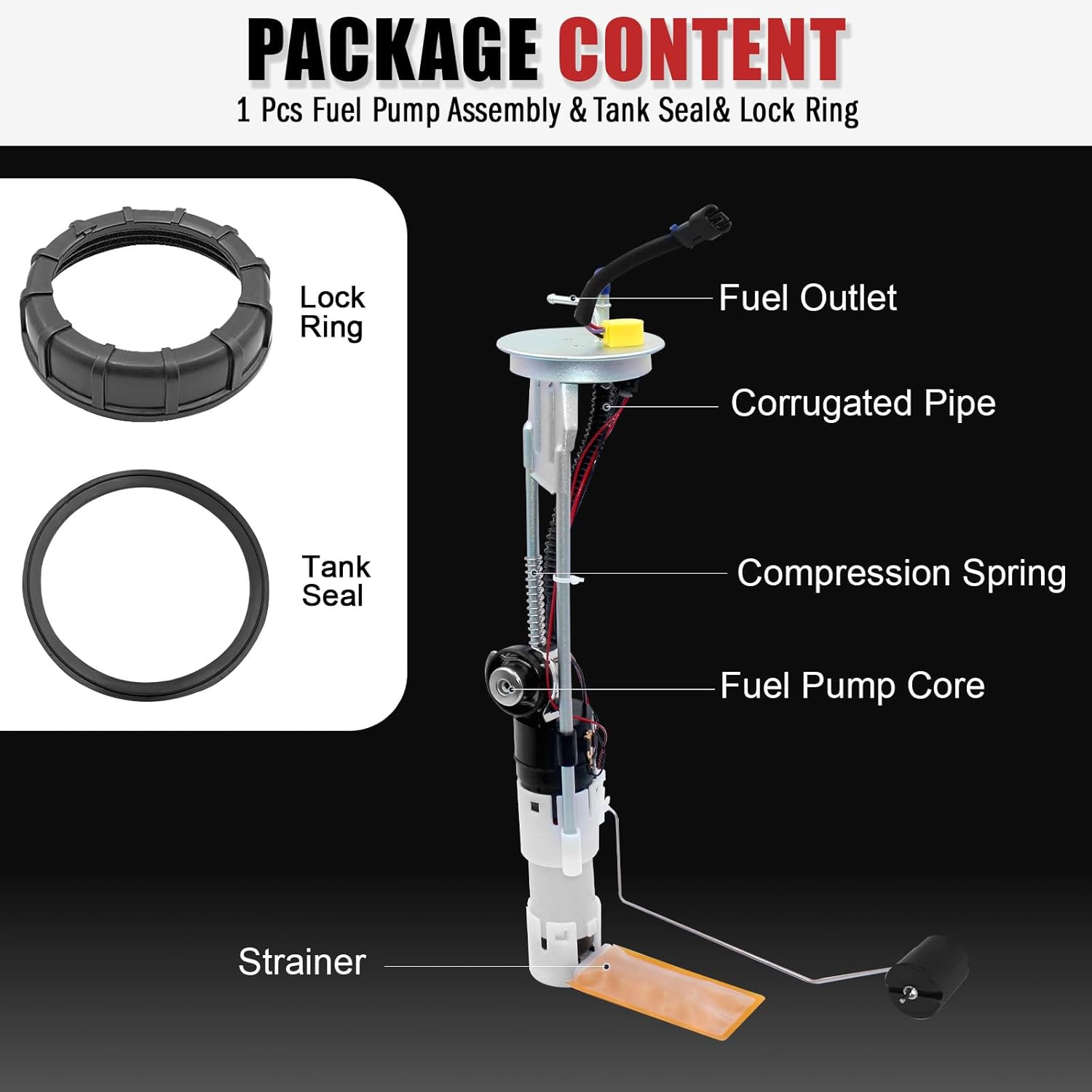 2204306 2520817 Fuel Pump Assembly Compatible with Polaris Ranger 500 EFI Crew 2009-2013,fits for Ranger 700 CREW 2008-2009,Ranger 800 EFI/CREW 2010 ReplaceOE#47-1009 2520864 2521121 1240382 1240239