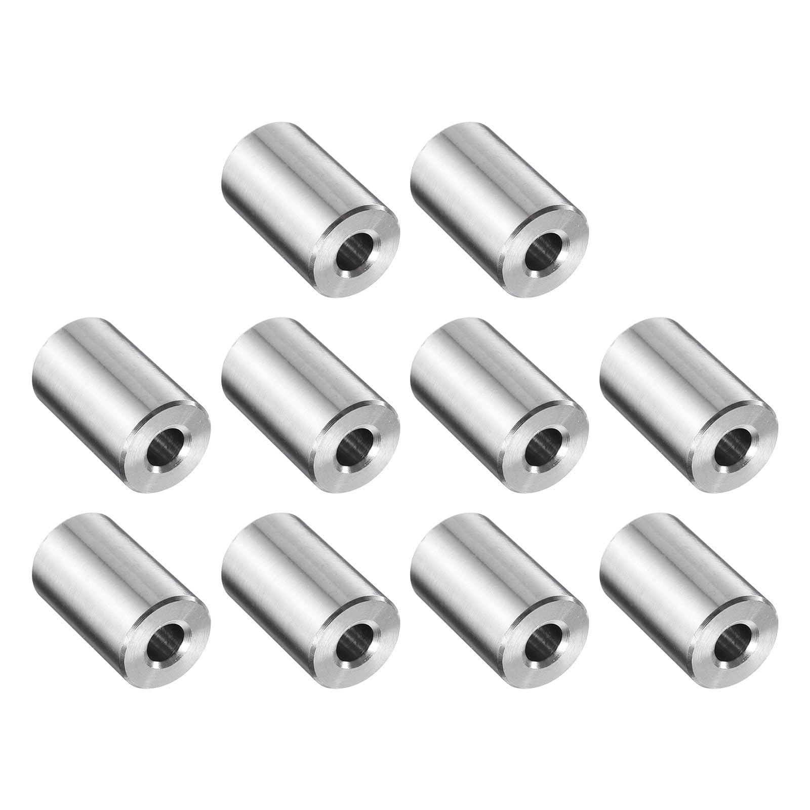 uxcell 10 Pcs Stainless Steel Spacer 1/4" Bore x 5/8" OD x 1" Length Screw Bushing Plain Finish Round Metal Spacer for 1/4" Screws Bolts and Rods