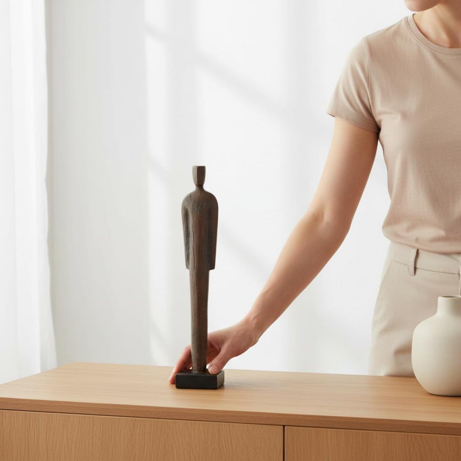 Gralara 2 Pezzi Statuetta in Resina Minimalista Statua da Tavolo Uomo Regalo Elegante Statuetta da Scrivania per Soggiorno