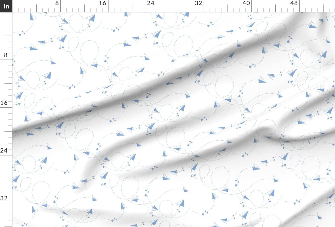 Spoonflower Fabric - Blue Airplanes Airplane Cute Heart Printed on Minky Fabric by The Yard - Sewing Baby Blankets Quilt Backing Plush