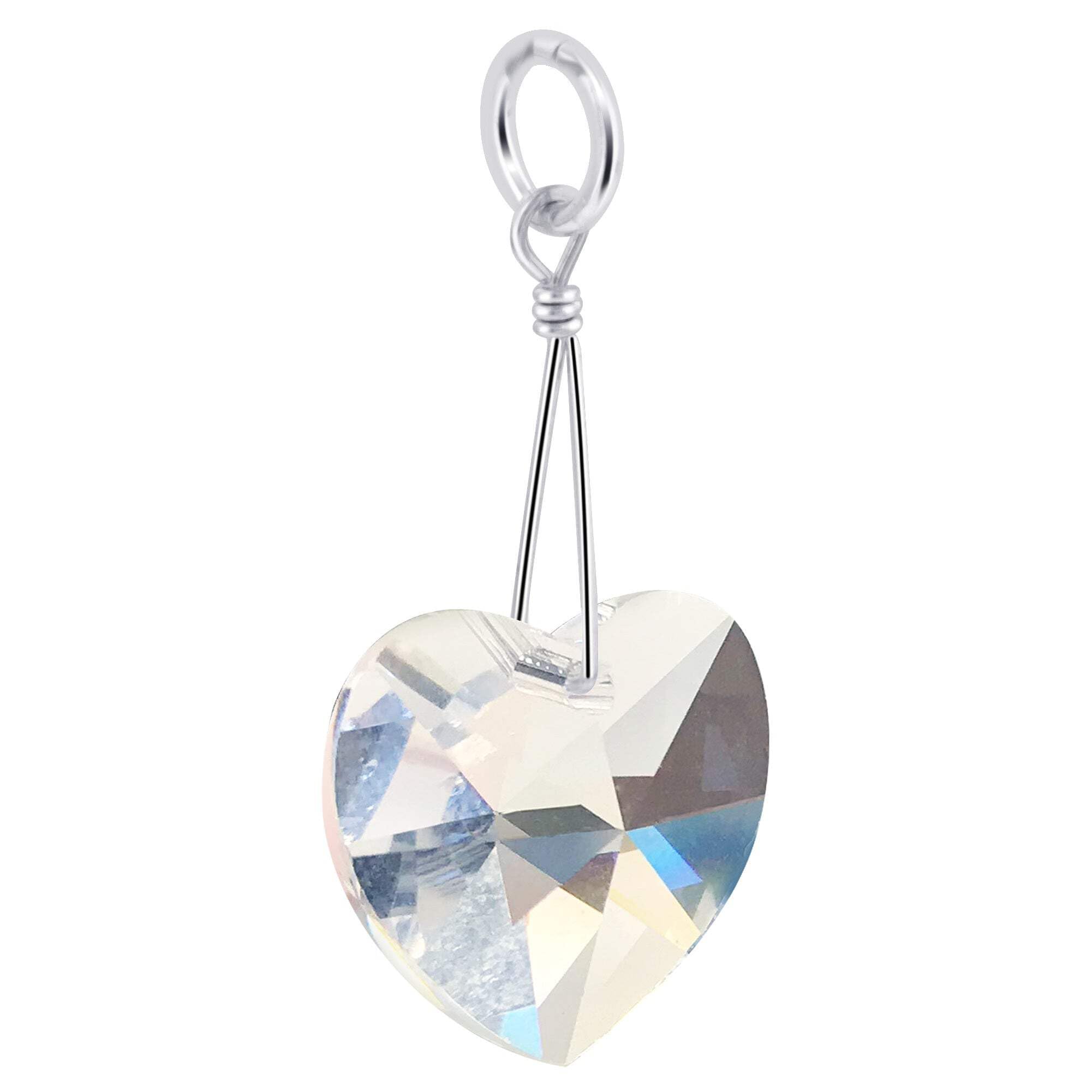 Gem Avenue .925 Silver Pendant with Heart Shape Multifaceted Austrian Crystals Clear