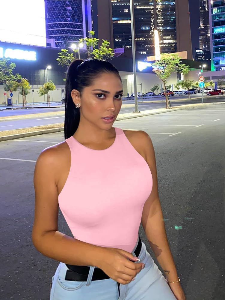 LCNBA Women's Sexy High Neck Sleeveless Bodysuit Basic Top Bodysuit Jumpsuit - Image 3