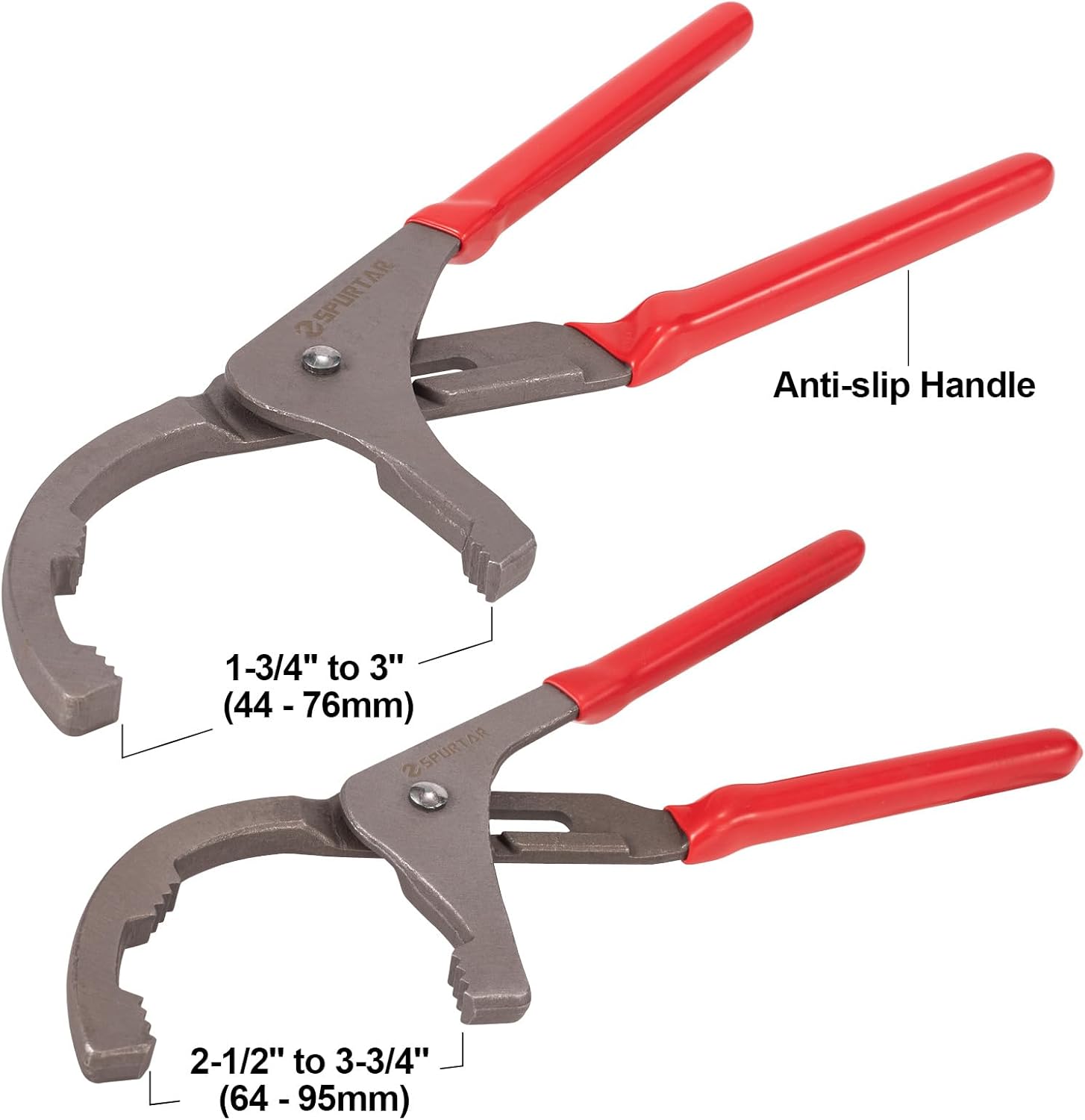 Spurtar Swivel Oil Filter Wrench Set of 8, Adjustable Wrench 2-3/4" to 5-1/4" (70-133mm), 9" & 12" Universal Oil Filter Pliers, 3-Jaw Oil Filter Removal Tool for 4S Shop Auto Repair Mechanic DIY