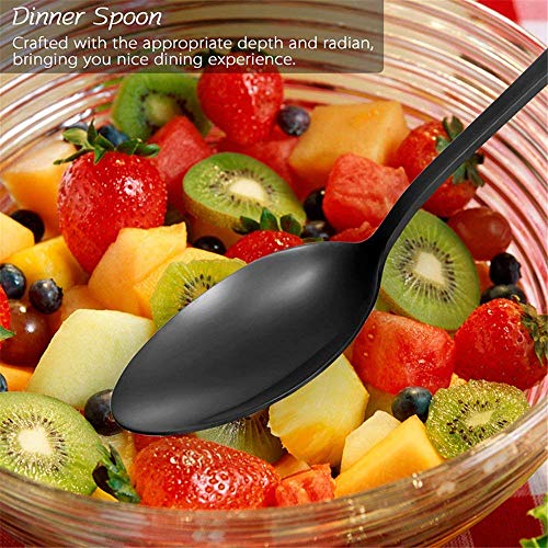 Image of aDai Charcoal Black Silverware Set, Satin Finish | 16-Piece Stainless Steel Flatware Set | Dishwasher Safe Kitchen Cutlery for Home, Restaurant & Gifting