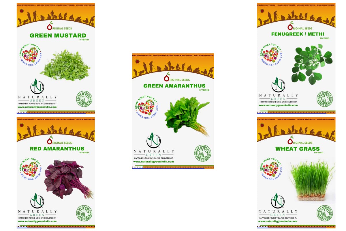 Naturally Green Micro Green Seed Kit Red & Green Amaranthus,Coriander,Fenugreek Methi, Wheat Grass, Mustard Hybrid Seeds (Pack of 25 seeds ).Ideal for microgreen.(BWT). Tolerance to Leaf Curl (B09QJWJKL9) Amazon Price History, Amazon Price Tracker
