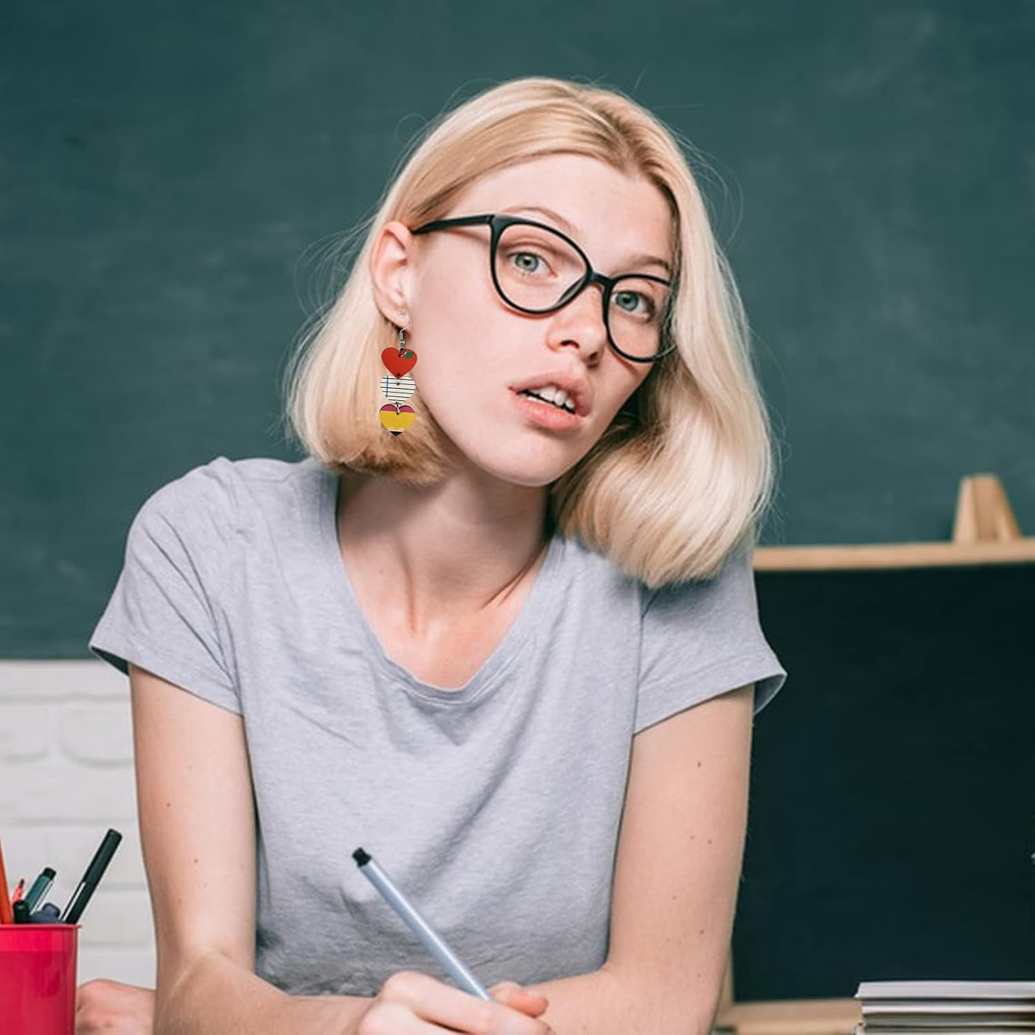 Teacher Earrings for Women Beaded Teacher Pencil Drop Dangle Earrings Jewelry Gifts for Teacher Appreciation - Image 6
