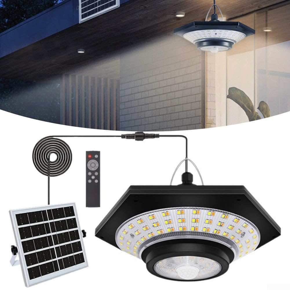Luce solare della tettoia 1000LM con telecomando ed il sensore di movimento, modi multipli per illuminazione esterna su misura, IP65 resistente alle intemperie