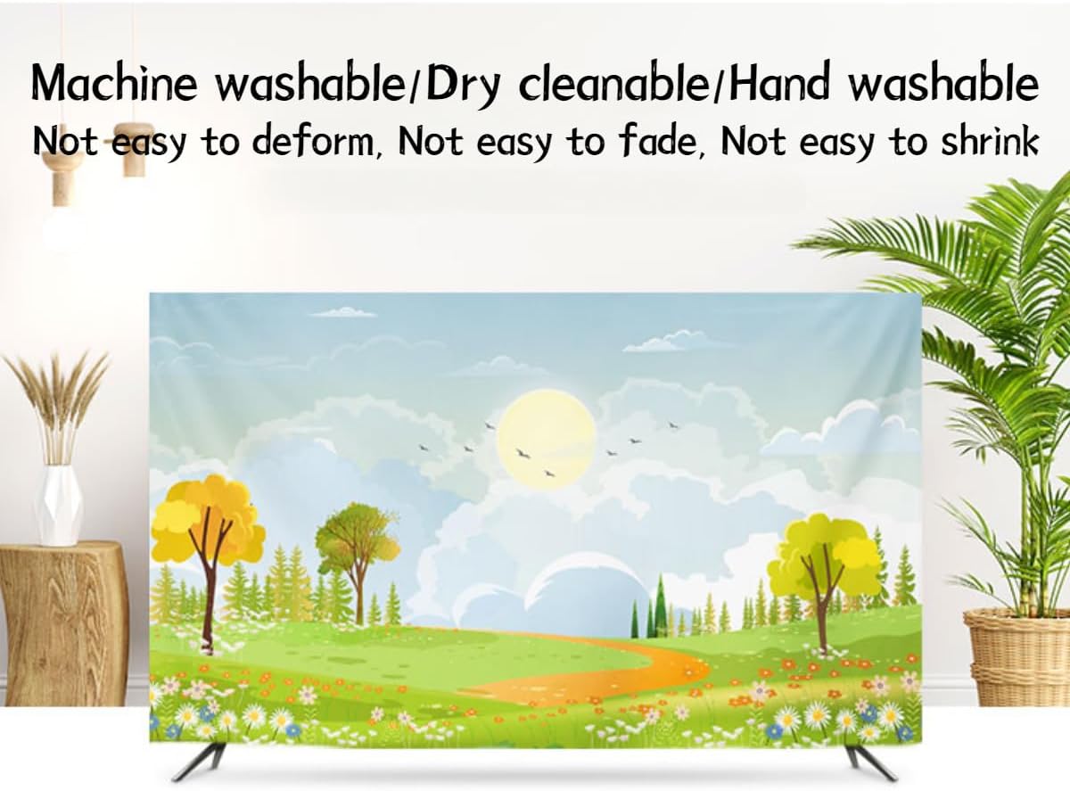 TV Cover TV Dust Cover Monitor Dust Cover Green Patterns Printing TV Display Cover Indoor 32-80 Inch High-end TV Screen Protector Covers for Living Room Bedroom Decorative-Green-3||49-52 inch