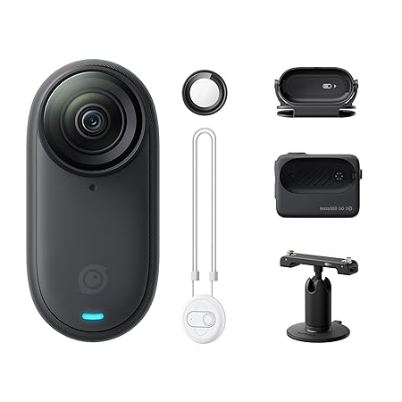 insta360 GO 3S Black - Small & Lightweight Action Camera with 128GB Storage.