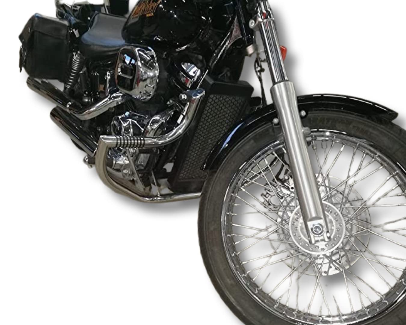 BM UK | VT750 | Moto in acciaio inox Highway Protezione Motore Protezione per barra degli urti di sicurezza con piedini integrati - Honda VT 750 Shadow Spirit / Black Widow RC 48 (-2007)