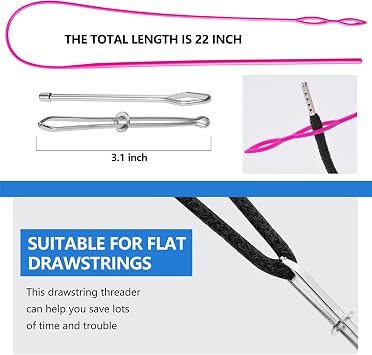 Drawstring Cords Replacement Drawstrings, 30Pcs Sweatshirt Drawstring Replacement with 3Pcs Drawstrings Threader for Sweatpants Shorts Pants Jackets Coats (Black)