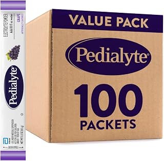 Pedialyte 전해질 파우더, 어린이 및 성인용 하이드레이션 드링크, 포도, 파우더 패킷 100개