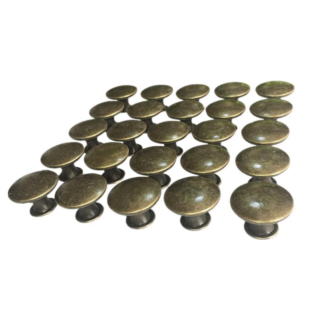 Tuidzljd 25PCS Vintage Door Drawer Knobs 30mm Antique Kitchen Cabinet Cupboard Handles, for Dresser and Cabinet, Old Bronze