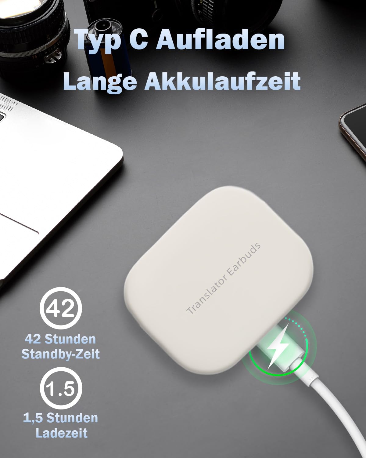 Übersetzer Kopfhörer ohne Internet, Übersetzungskopfhörer 144 Online Sprachen Übersetzer Echtzeit, 3-in-1 OWS Ai Kopfhörer Übersetzer Ohrhörer für Reisen, Business und Lernen (Beige, Online-Version)