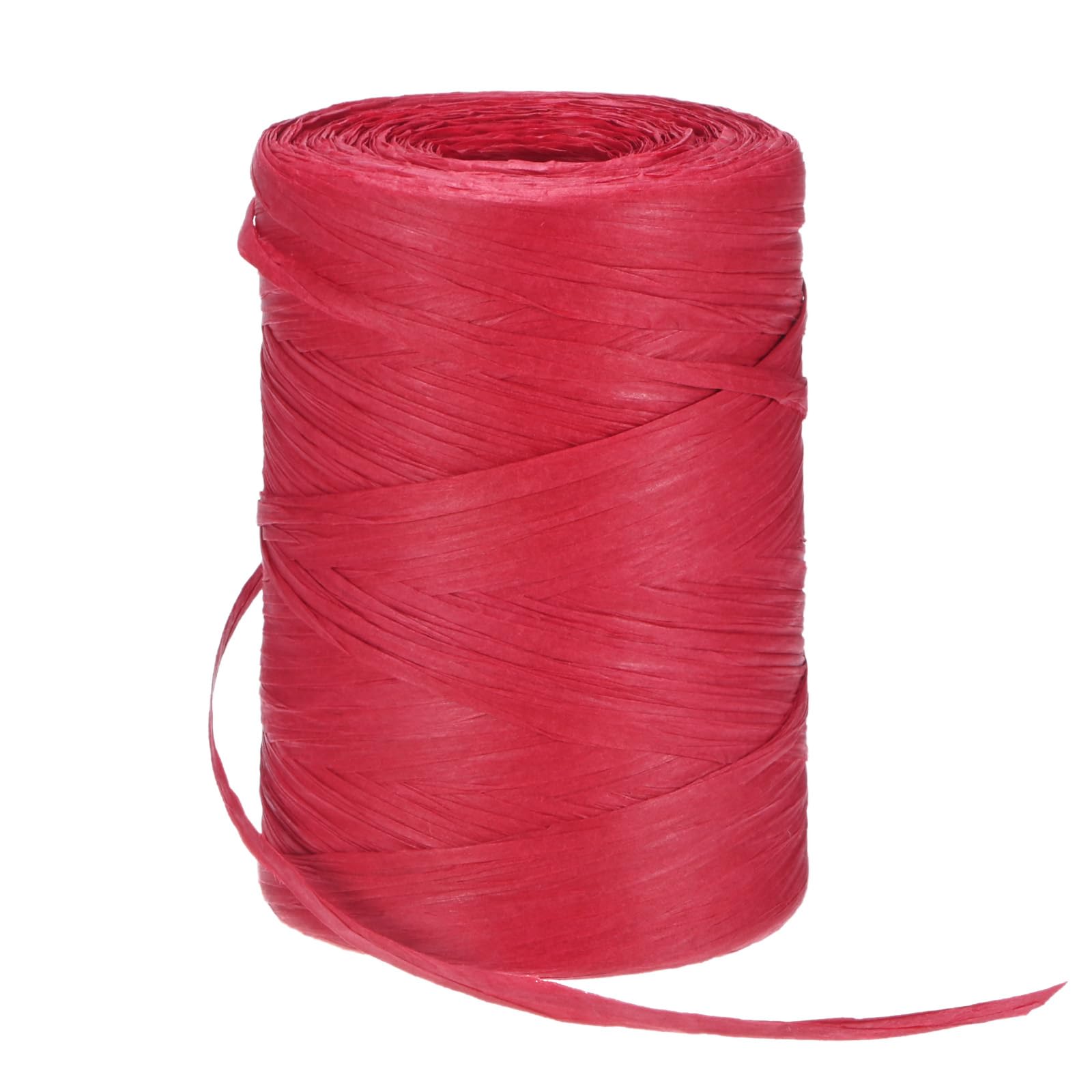 M METERXITY Raffia Yarn 328 Yards 5mm Flat String for Crochet, Red