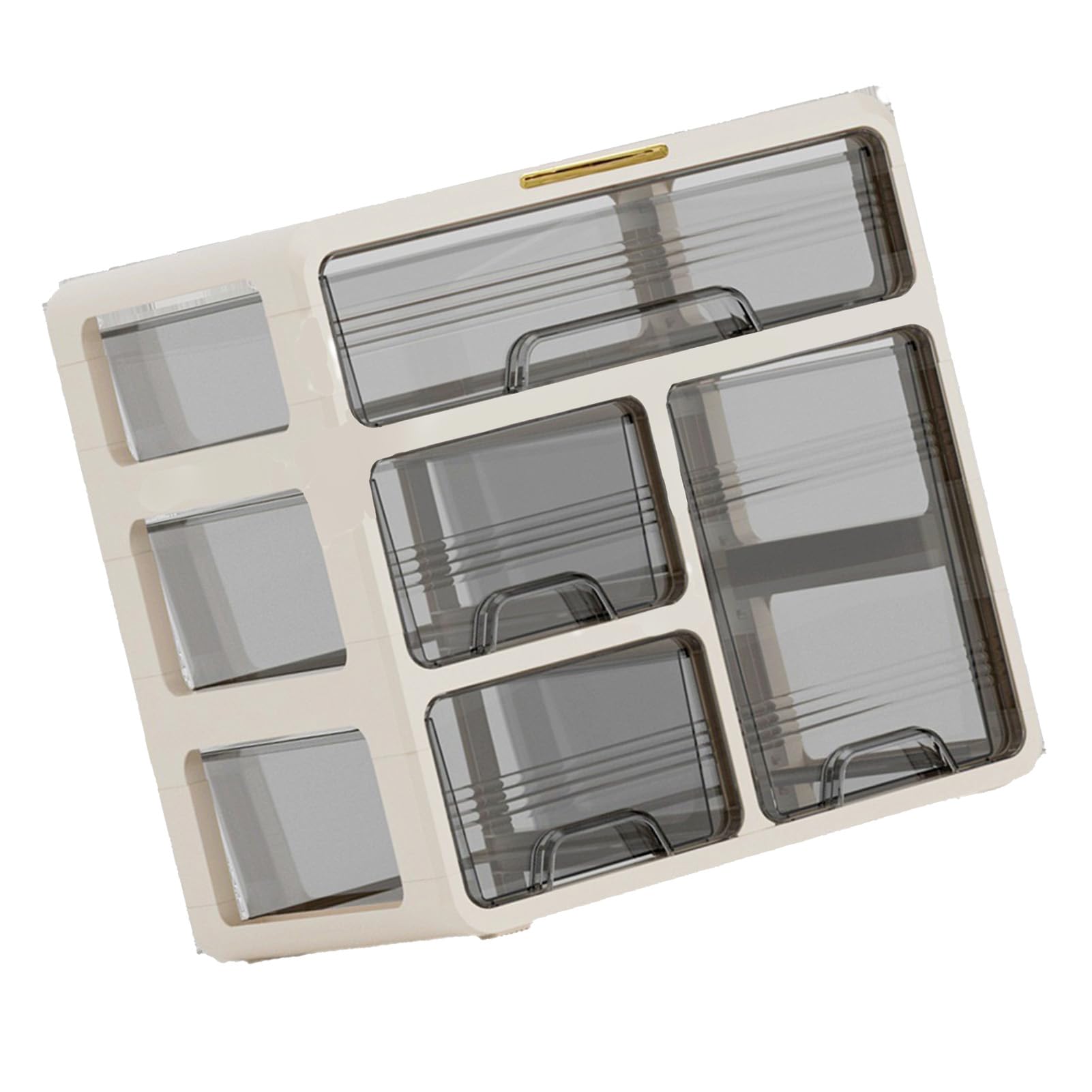 Organizer da scrivania con cassetto, scatola portaoggetti da scrivania in plastica, durevole, resistente agli urti, robusta organizzazione per l'home office, crema (3 livelli)