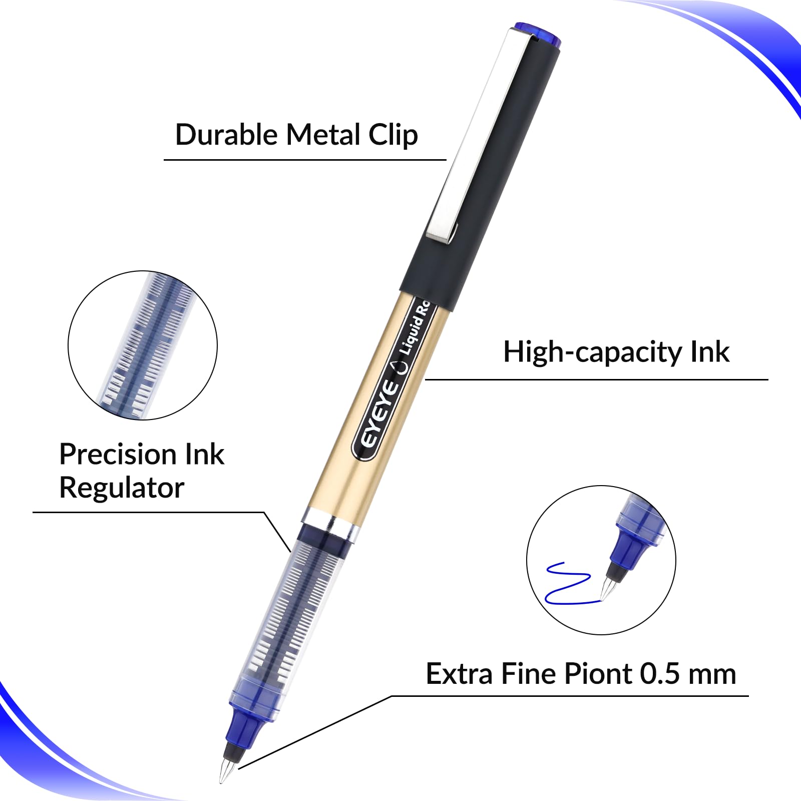 DXLing 12 Pièces Stylo à Encre Gel Noir 0.35mm Stylo à Bille Gel Extra-Fin Séchage Rapide à Pointe Fine pour l'école, le bureau, les examens et l'écriture