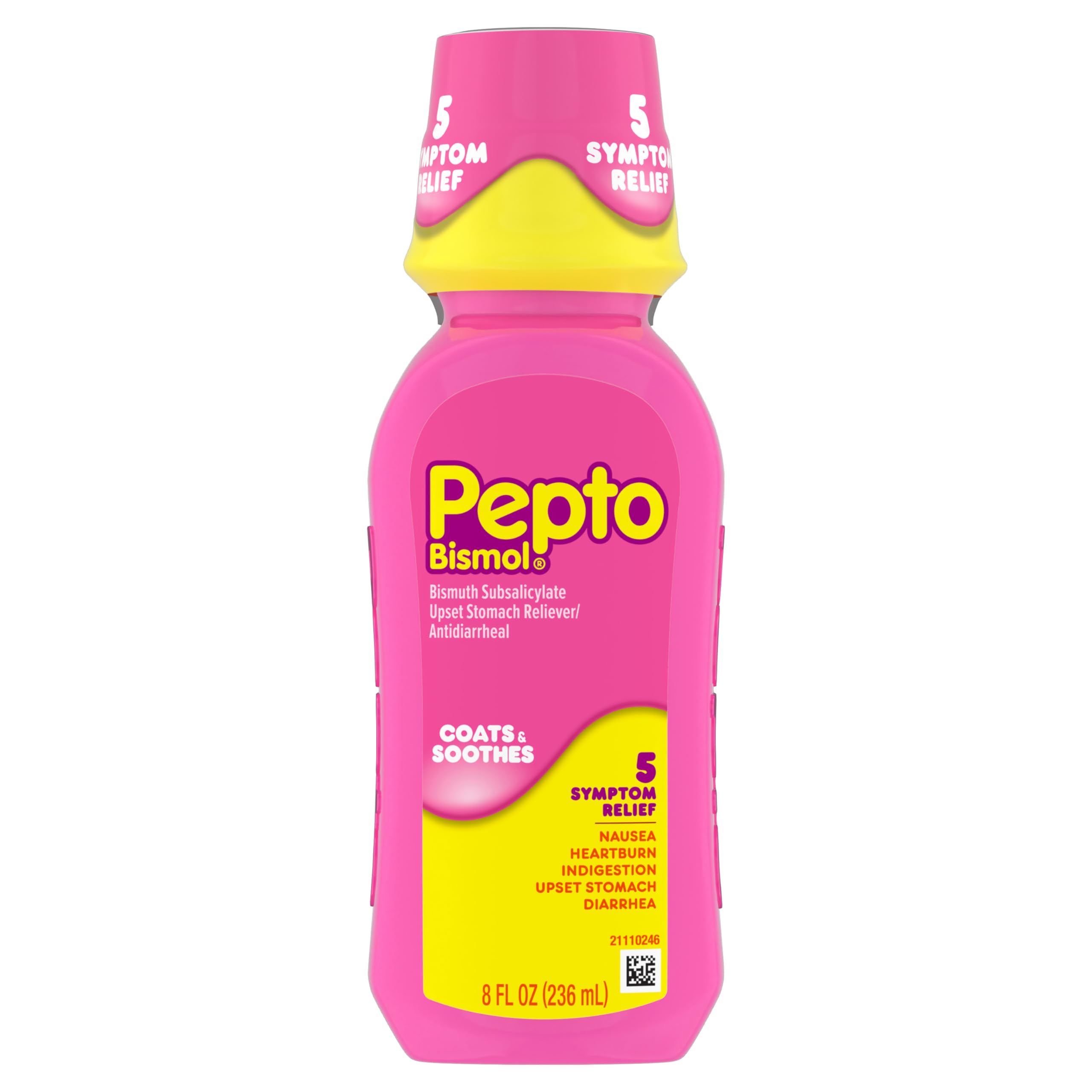 Pepto Bismol Liquid for Nausea, Heartburn, Indigestion, Upset Stomach, and Diarrhea - Fast Relief for 5 Symptoms, Original Flavor, 8 oz