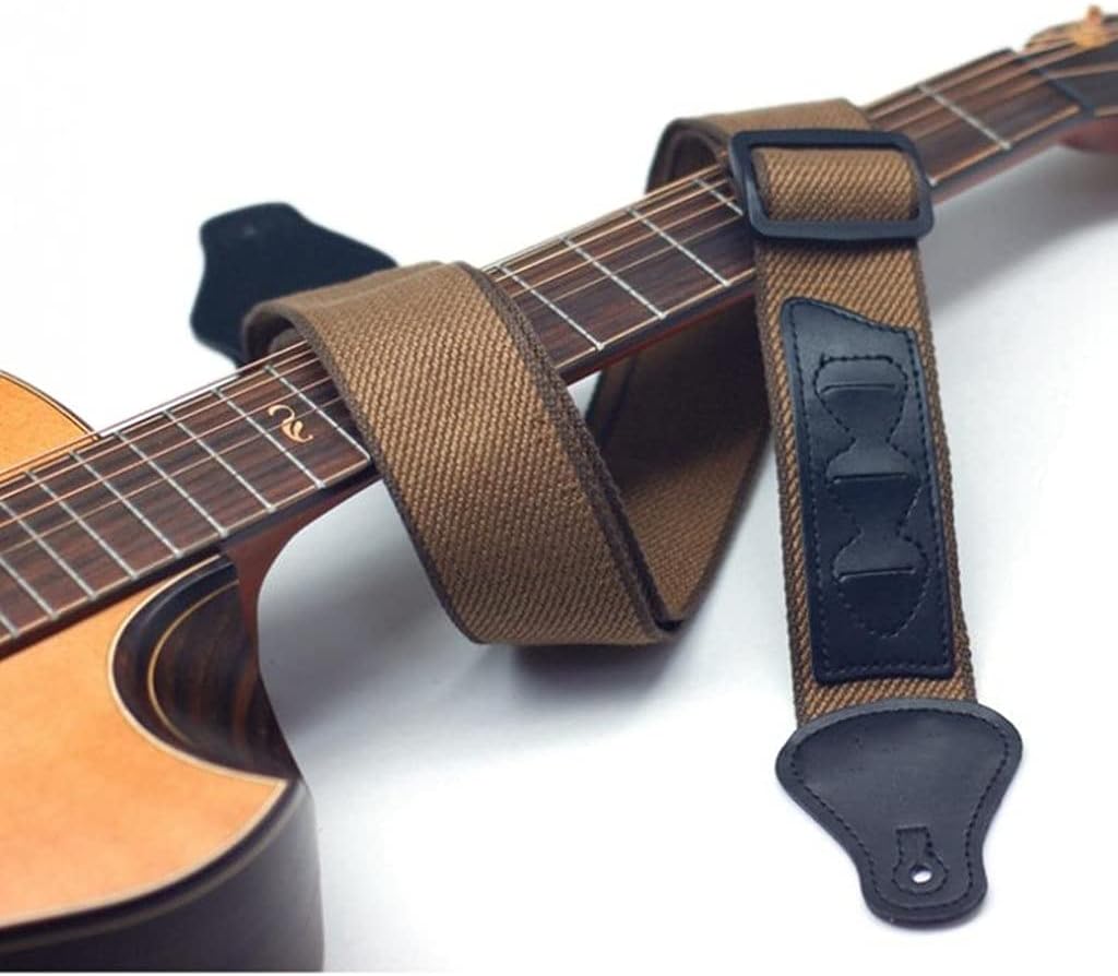 Adjustable Cotton Guitar Strap Acoustic Electric Bass Optional Plectrums Pocket Accessories