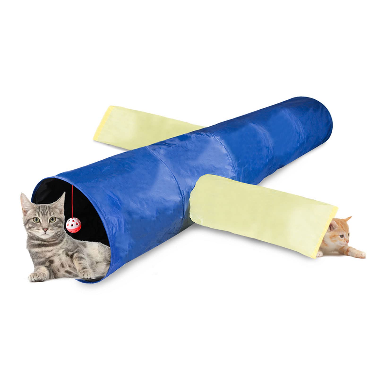 Tunnel pour chat d'intérieur pliable en polyester avec jouet bruissant intégré