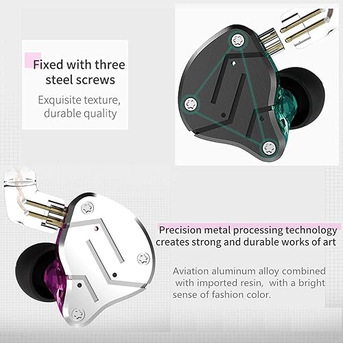 Miniatura 5 de KZ ZSN - Auriculares intrauditivos 1BA 1DD estéreo de alta fidelidad, auriculares KZ de alta resolución con cable desmontable de 0.030 in de 2 pines