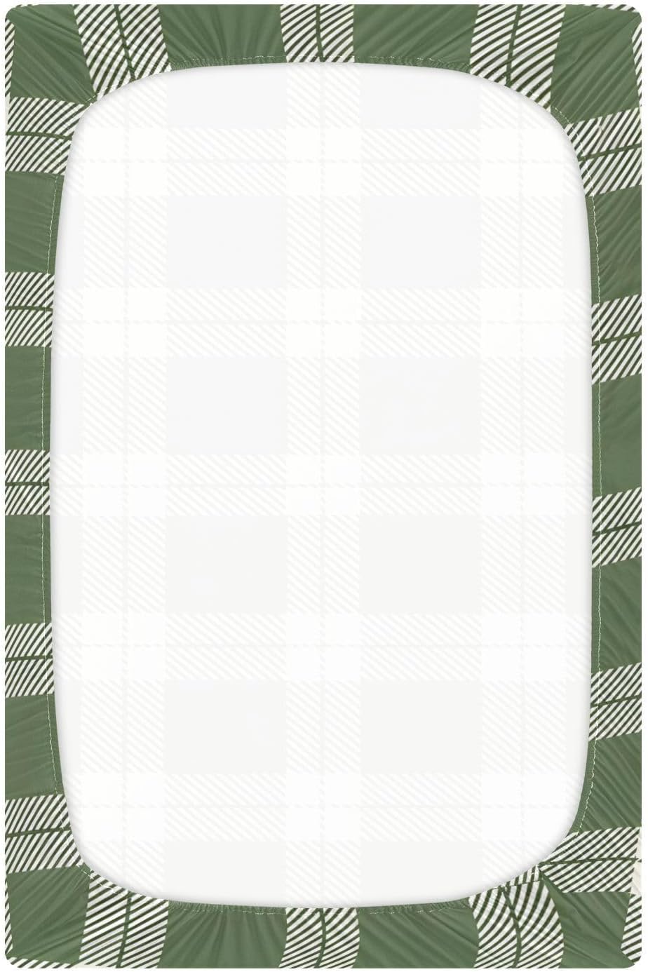 Olive Green Gingham Plaid Crib Sheets - Boys & Girls Cotton Crib Sheet for Standard Crib and Toddler Mattresses 52 X 28 Inch