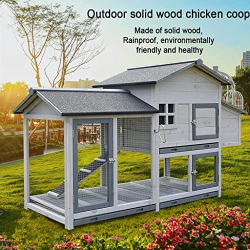 ACIYD Hühnerstall Villa Geflügelstall Kaninchenstall, Hölzerner Hühnchen -Stall Zwei -Tier -Holzhähnchen -Haop -Habitat… – Bild 6
