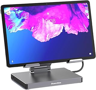 QHHVAIT Aluminum Alloy Type C Docking Station 9 in 1 HUB USB3.0 5Gbps Data Transfer 2xHDMI4K Ethernet PD100W Laptop Stand Holder