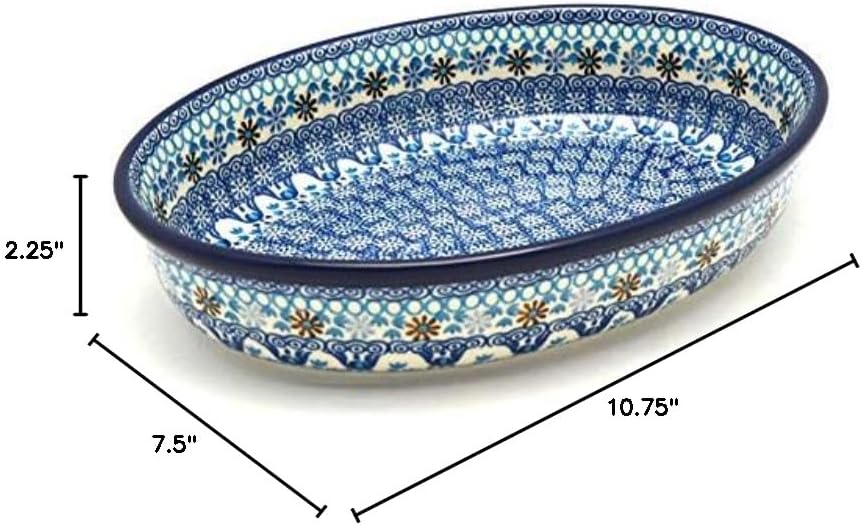 Polish Pottery Baker - Oval - Medium - Blue Yonder