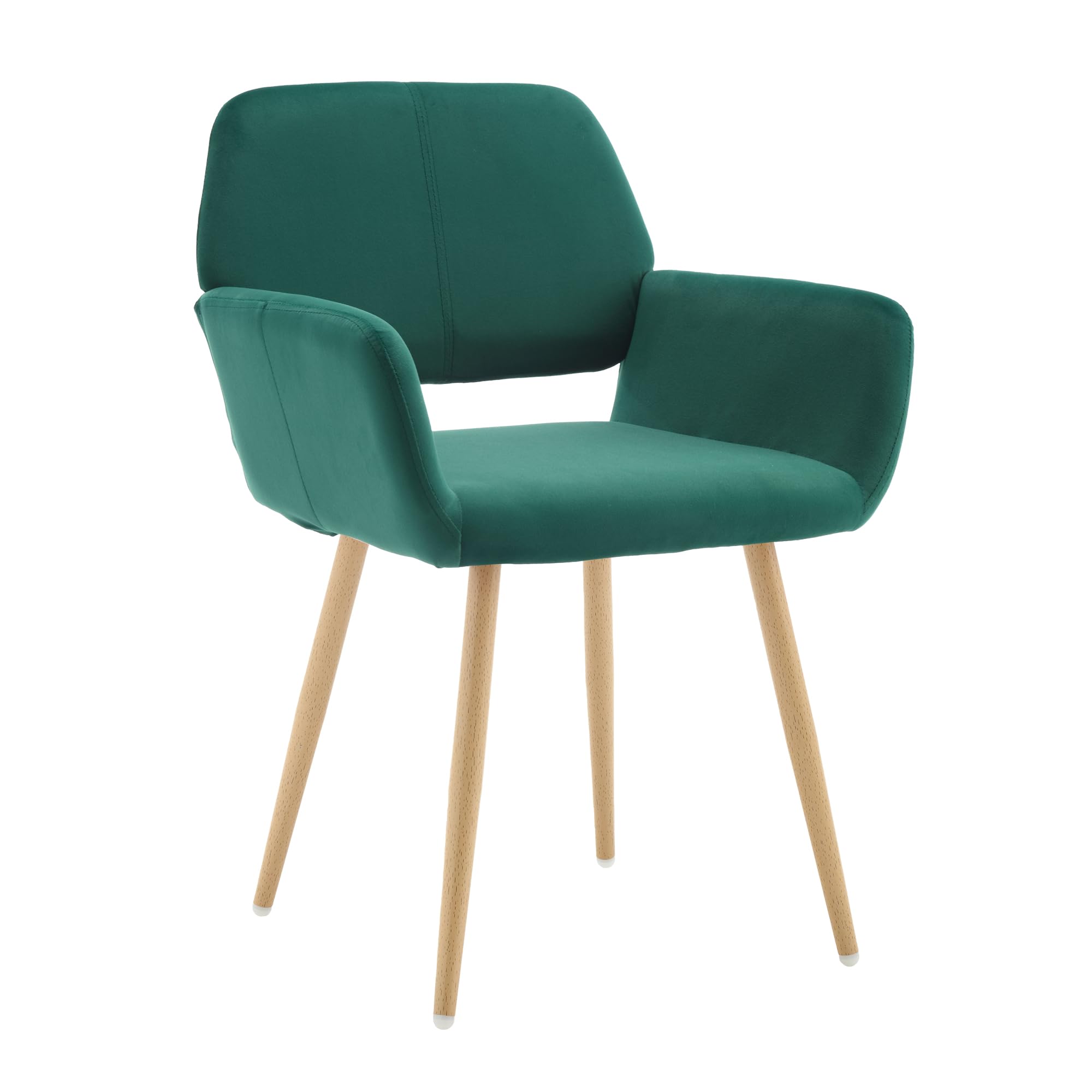 KCC Small Modern Dining Room Arm Chairs 1 Piece, Mid-Century Upholstered Velvet Side Seat Club Guest with Metal Tube Legs for Kitchen, Living Room,