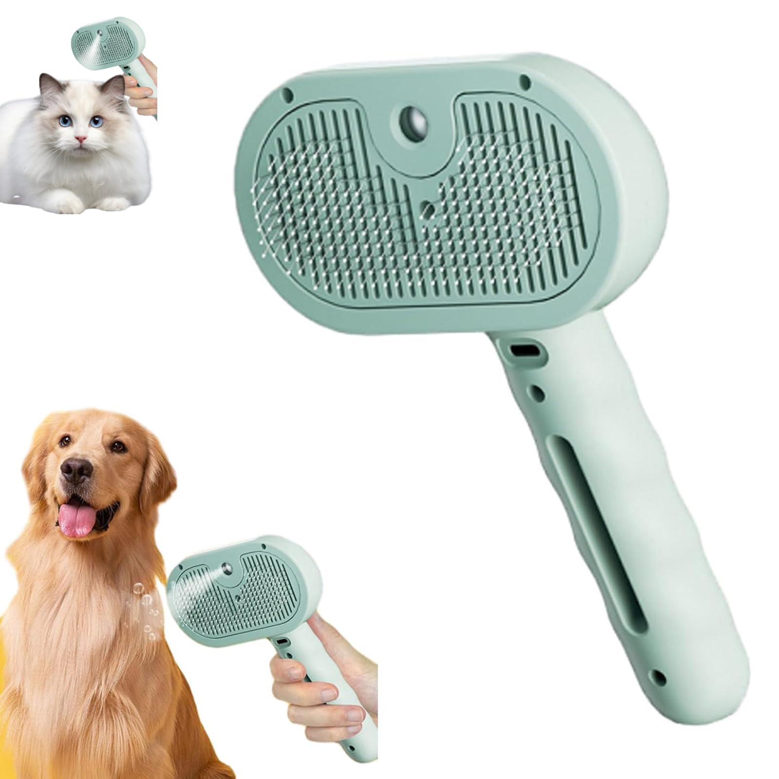 Catosnap Brush, Easepicks Dog Brush, Furrybasics Pet Grooming, Labradorcharm Steam, Pet Hair Removal Comb With Steamer, For Shedding & Grooming (Green)