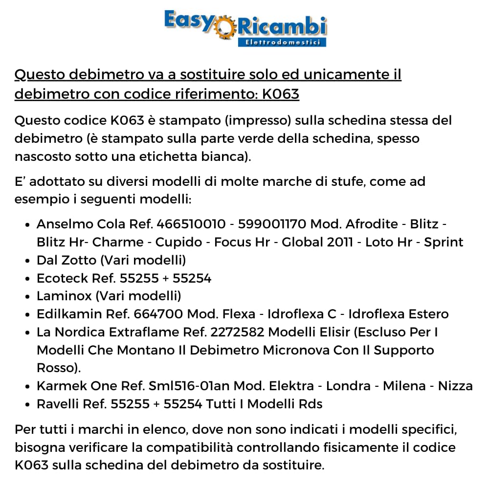 Sensor de flujo de aire debímetro Micronova para estufa de pellets - Compatible con estufas Nórdica Extraflame Dalzotto ECOTECK LAMINOX LA NORDICA EXTRAFLAME RAVELLI RDS