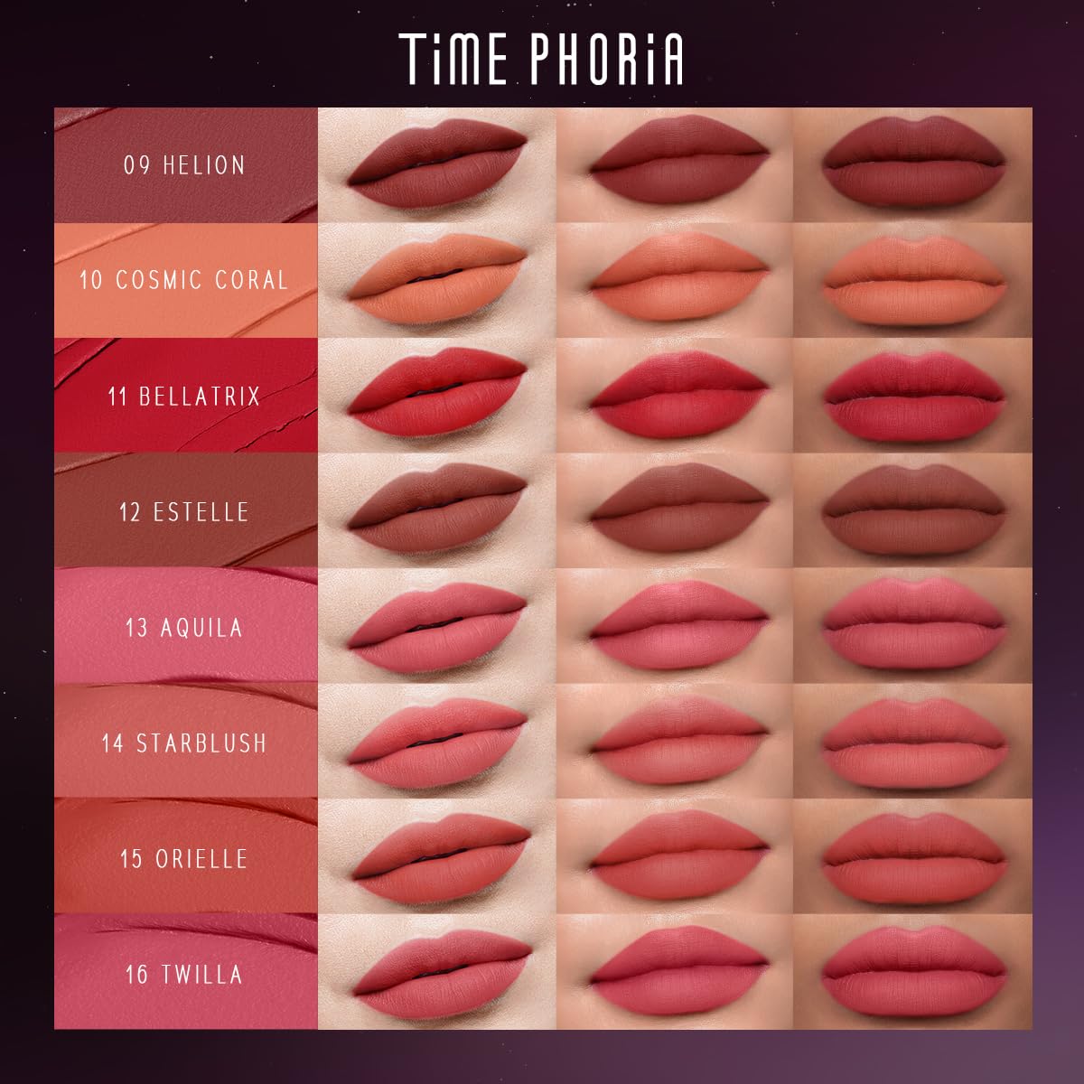 TIMEPHORIA NEBULA VELVET LIP CREAM-Long Lasting Lip Stain, Waterproof and Transfer Proof Lip Tint, Matte Finish Lipstick, Smooth Out Lip Lines, Lightweight Lip Cream, High Coverage (08 EQUINOX)