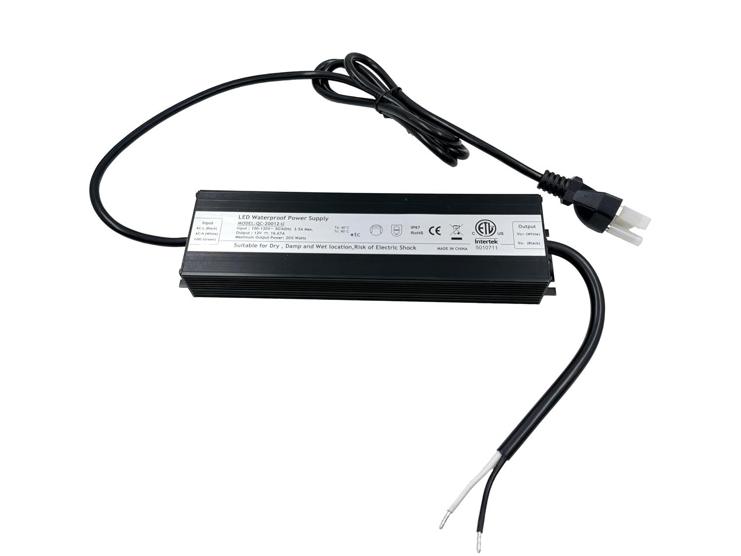 60W 24V LED Driver ETL Listed Transformer, Waterproof IP65 Power Supply, 100-277V AC to 24V DC Low Voltage Adapter for Outdoor Use (ETL24V60W)