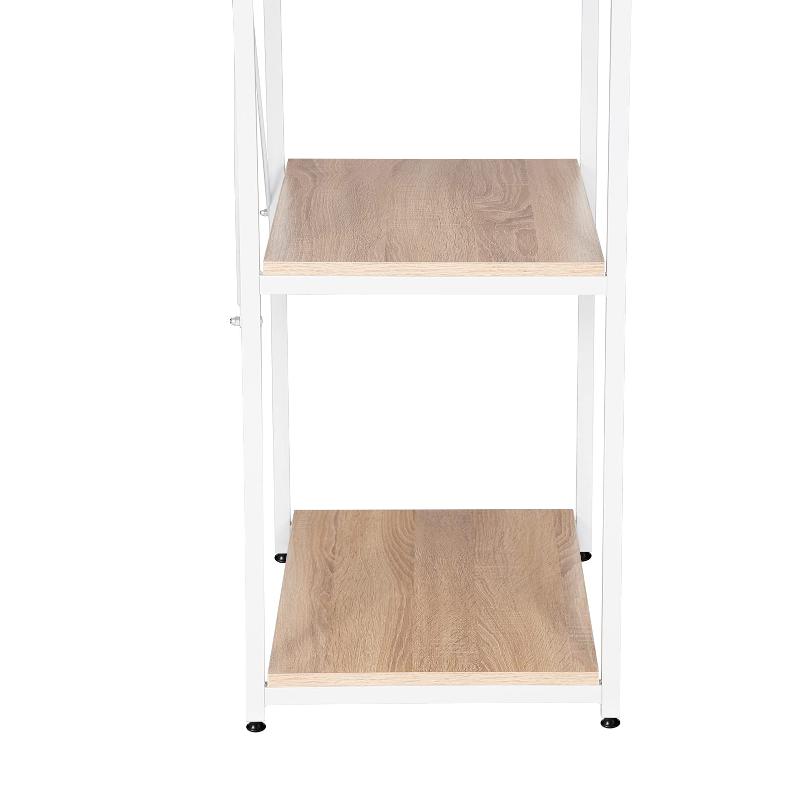 WOLTU 60 X 40 X 167cm Porte-Manteau Porte-vêtements Étagère à vêtements Étagère de penderie en métal et Aggloméré,Blanc+Chêne Clair
