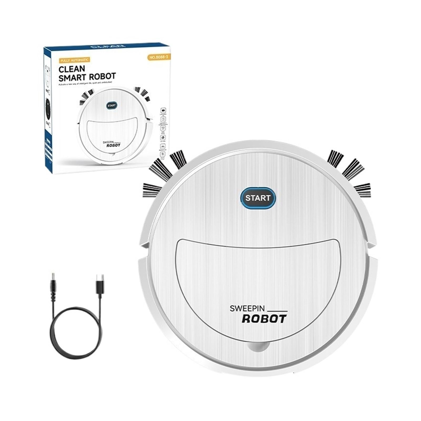 EWsdsfs Three in One Sweeping and Mopping Robot Cleaner Vacuum cleaner Intelligent Robot Cleaner USB Kitchen Robots Electric Floor Mop(White)