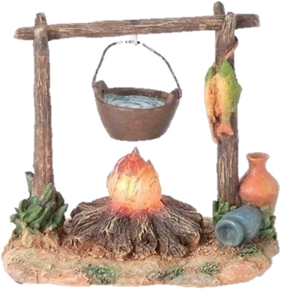 by Roman Inc., LED Lighted Campfire, 5" Shepherds Collection, Nativity Figure and Accessories, Hand Sculpted and Painted