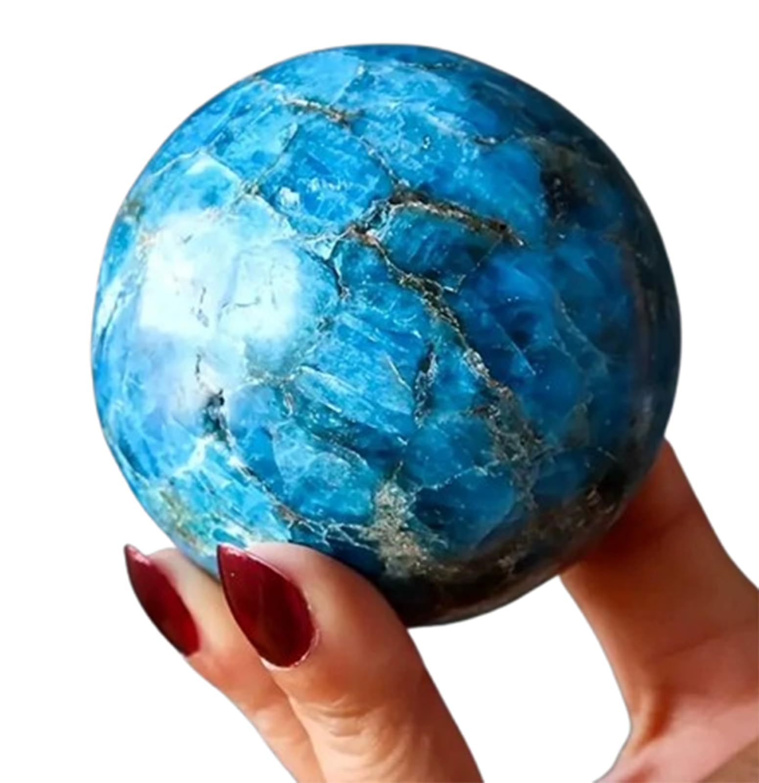 FOPURE Apatite Quartz Crystal Ball,Blue Crystals Sphere Specimens, Gemstone Collection,Home Office Decoration,5~5.5cm