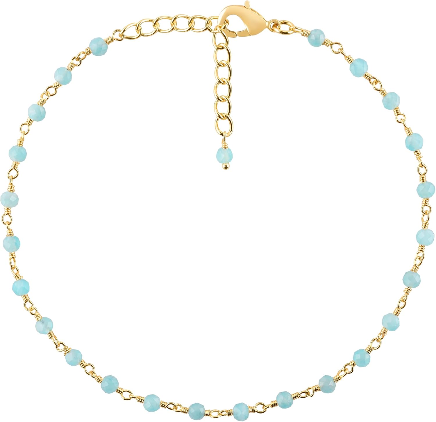 InfinityGemsArt Gemstone Anklet for Women Dainty Boho Summer Beach Jewelry for Girls Handmade Rosary Charm Ankle Bracelets for her 9+1.5 inch Gifts For Her