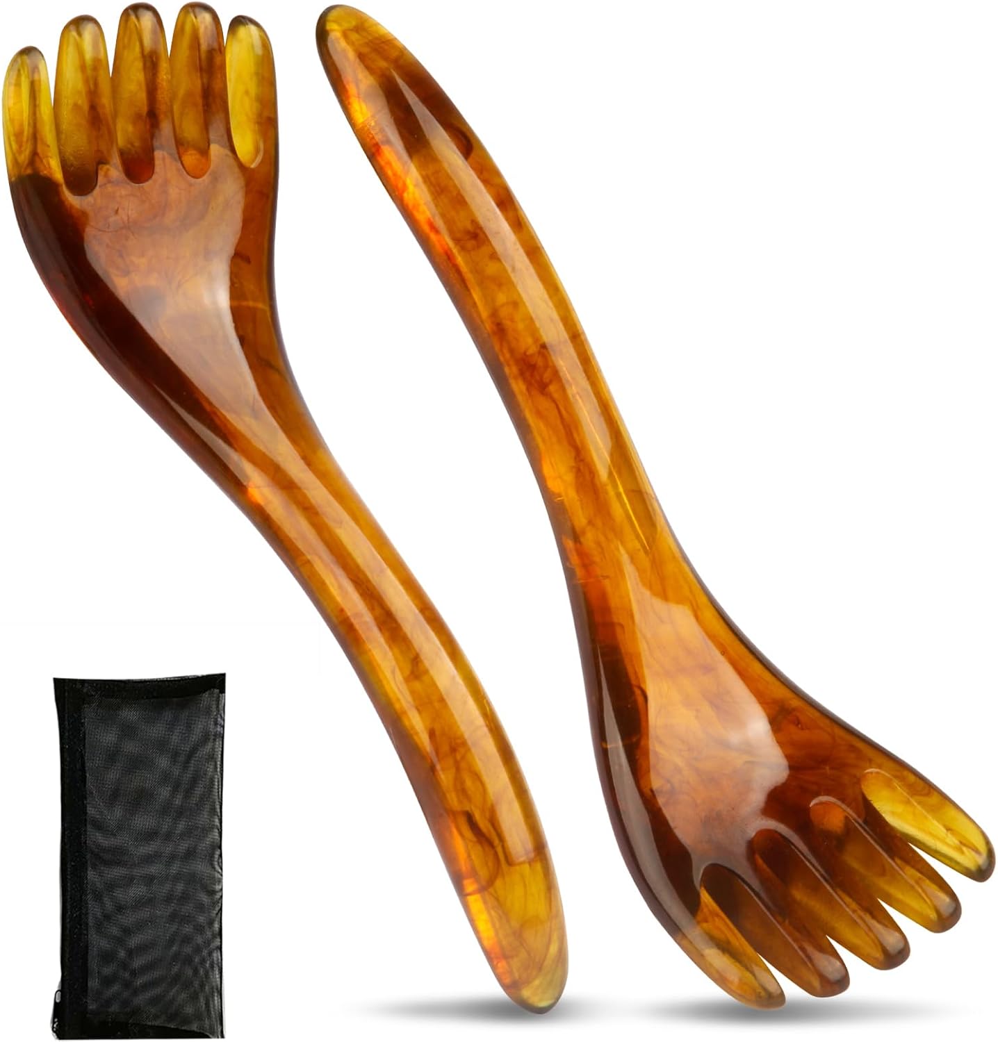 Scalp Massage Tools, 2-Pieces Head Scratcher Massager Whisk, Gift for Mother, Sister,Kids and Lover, Portable Resin SPA Tools with a Black Zippered Bag(Amber) Scalp Massage Tools, 2-Pieces Head Scratcher Massager Whisk, Gift for Mother, Sister,Kids and Lover, Portable Resin SPA Tools with a Black Zippered Bag(Amber)
