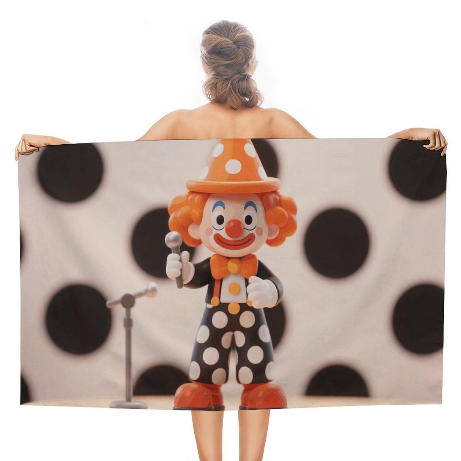 asbwuo Orange - Dotted Clown Beach Towels Extra Large Quick Dry Absorbent