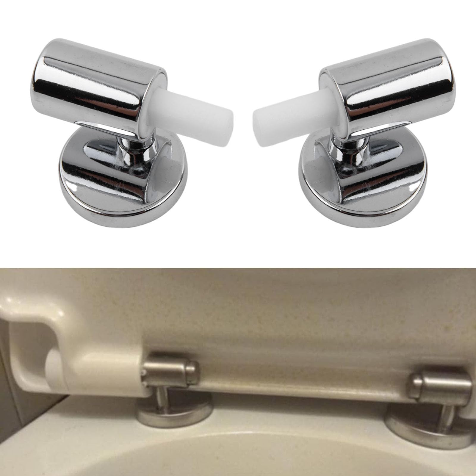 Set Cerniere Per Sedile WC Con Chiusura Ammortizzata - In ABS, Fissaggio Dall'alto, Con Bulloni E Viti